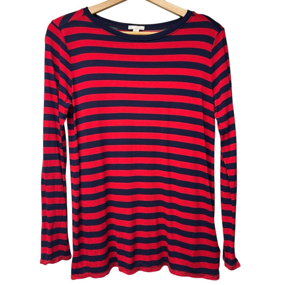 Gap Womens Size Petite Small Blue Red Stripe Long Sleeve Top Lightweight Fall